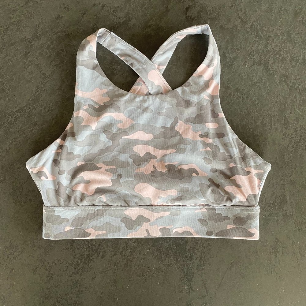Fabletics Camo Long Line Sports Bra